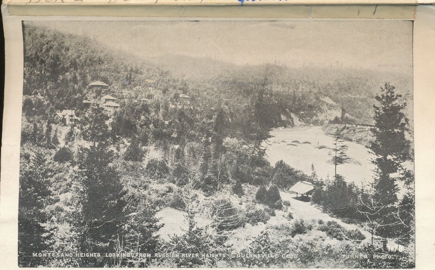 Montesano Heights Looking from Russian River Heights Guerenville Calif  –  Turner Photo  1178  (Early 1900 — in handwriting.)