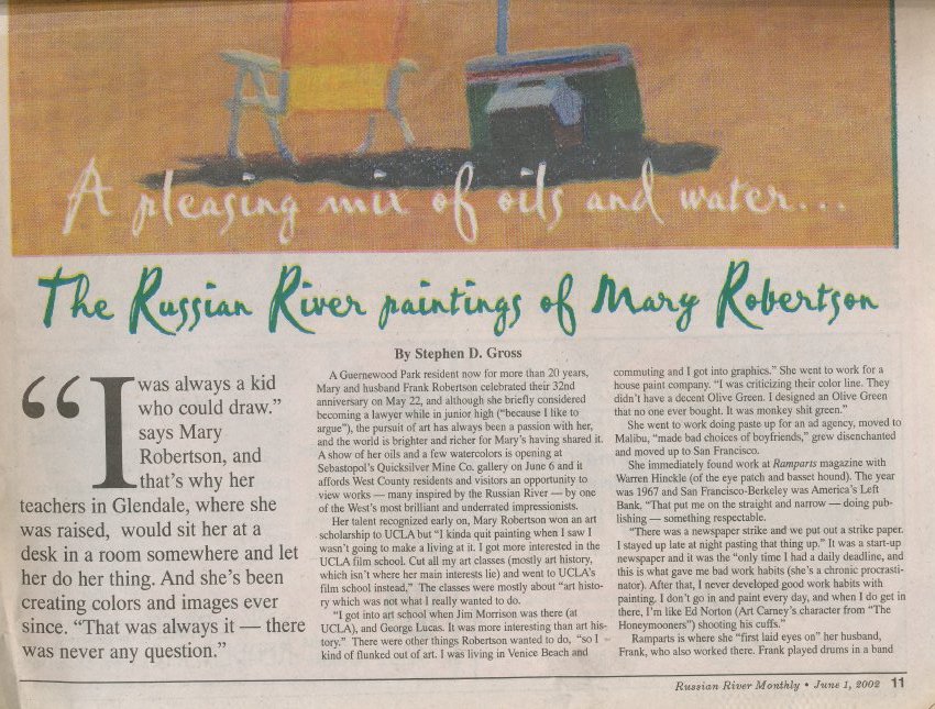Russian River paintings of Mary Robertson
from Russian River Monthly