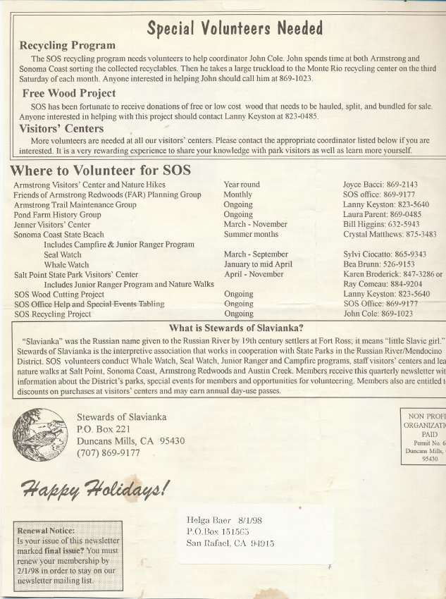 News from Armstrong Redwoods