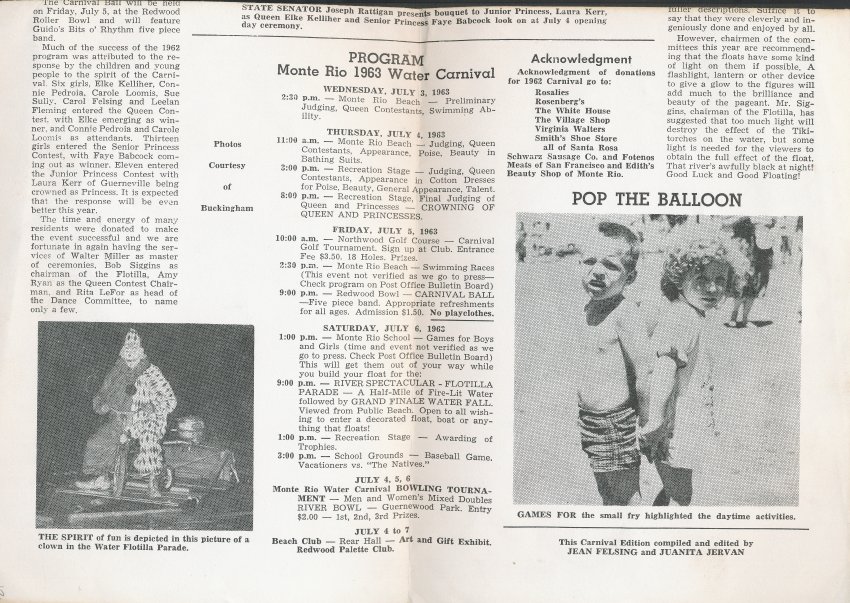 Carnival Edition: Program of Monte Rio Water Carnival