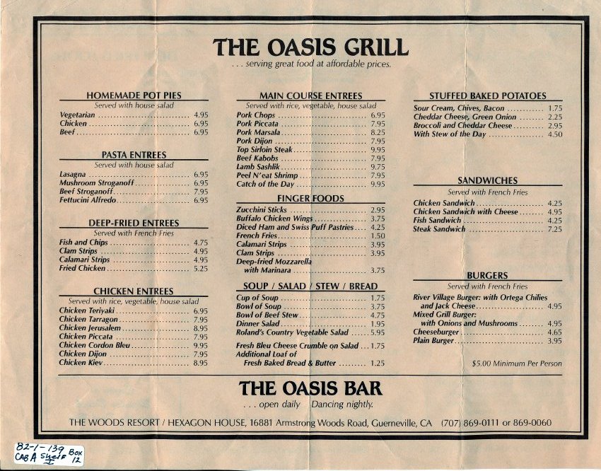 Menu (“The Woods P)