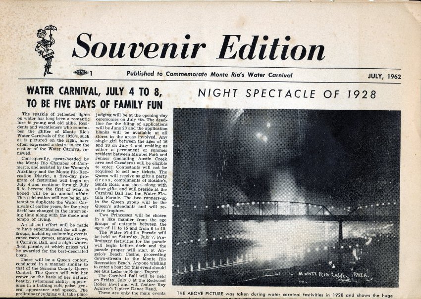 Souvenir Edition, published to Commemorate Monte Rio’s Water Carnival