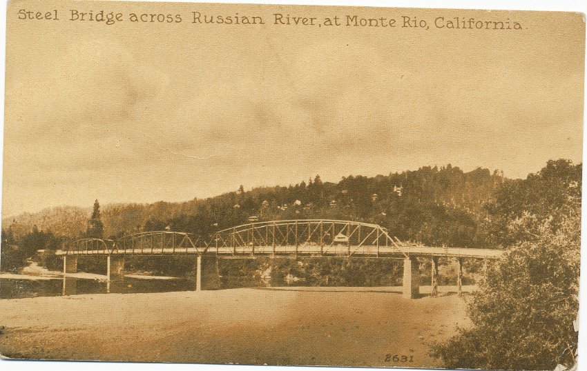 Steel Bridge across Russian River, at Monte Rio, California